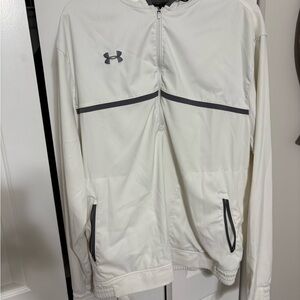Under Armour Men's White and Gray Hooded Windbreaker 1/2 Zip Jacket XL
